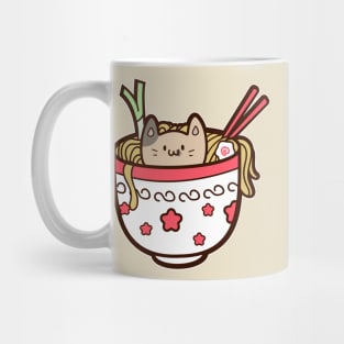 kawaii cat in ramen bowl Mug